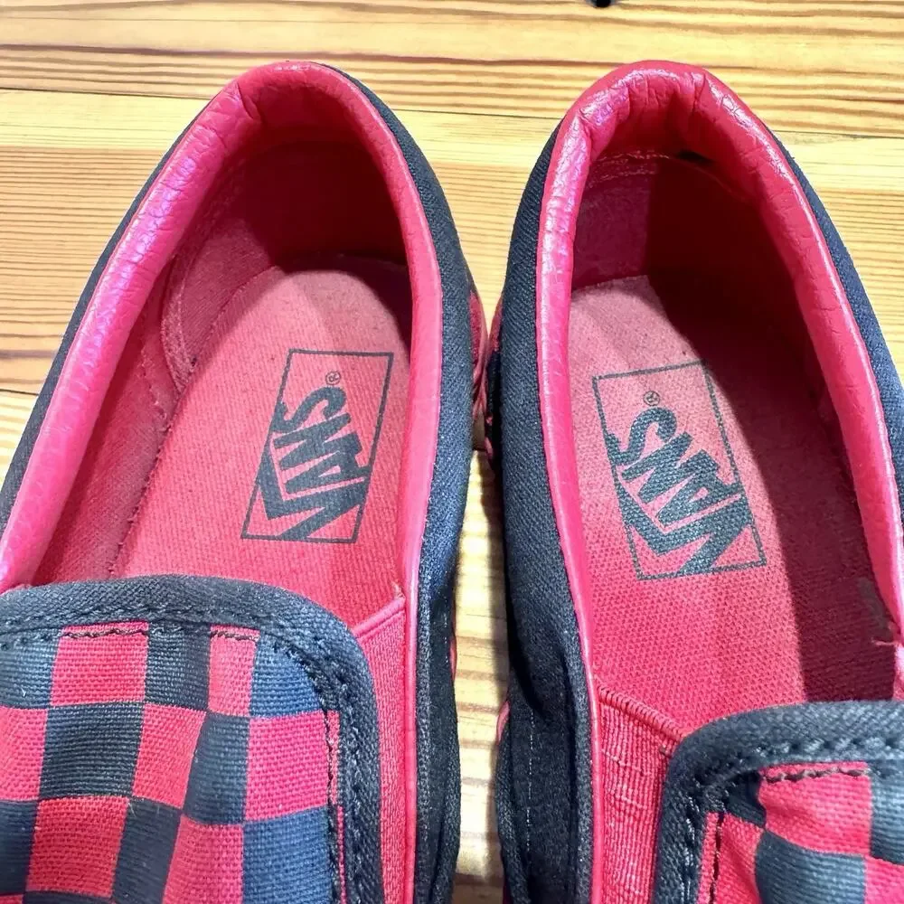 Vans Classic Slip On Checkerboard Red Black Mens 8.5 Womens 10 Skate Flat Shoes
